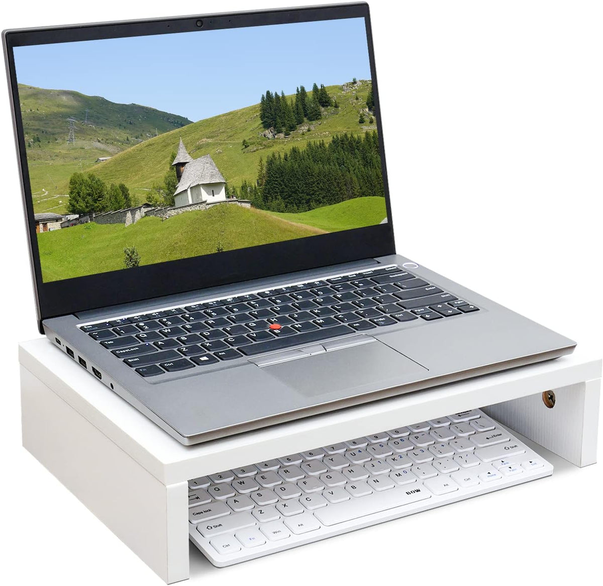 Wood Monitor Stand Riser for Desk - 14.2 inch, Small Laptop Stand