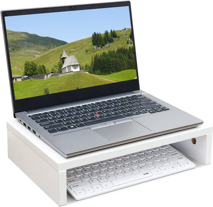 Wood Monitor Stand Riser for Desk - 14.2 inch, Small Laptop Stand