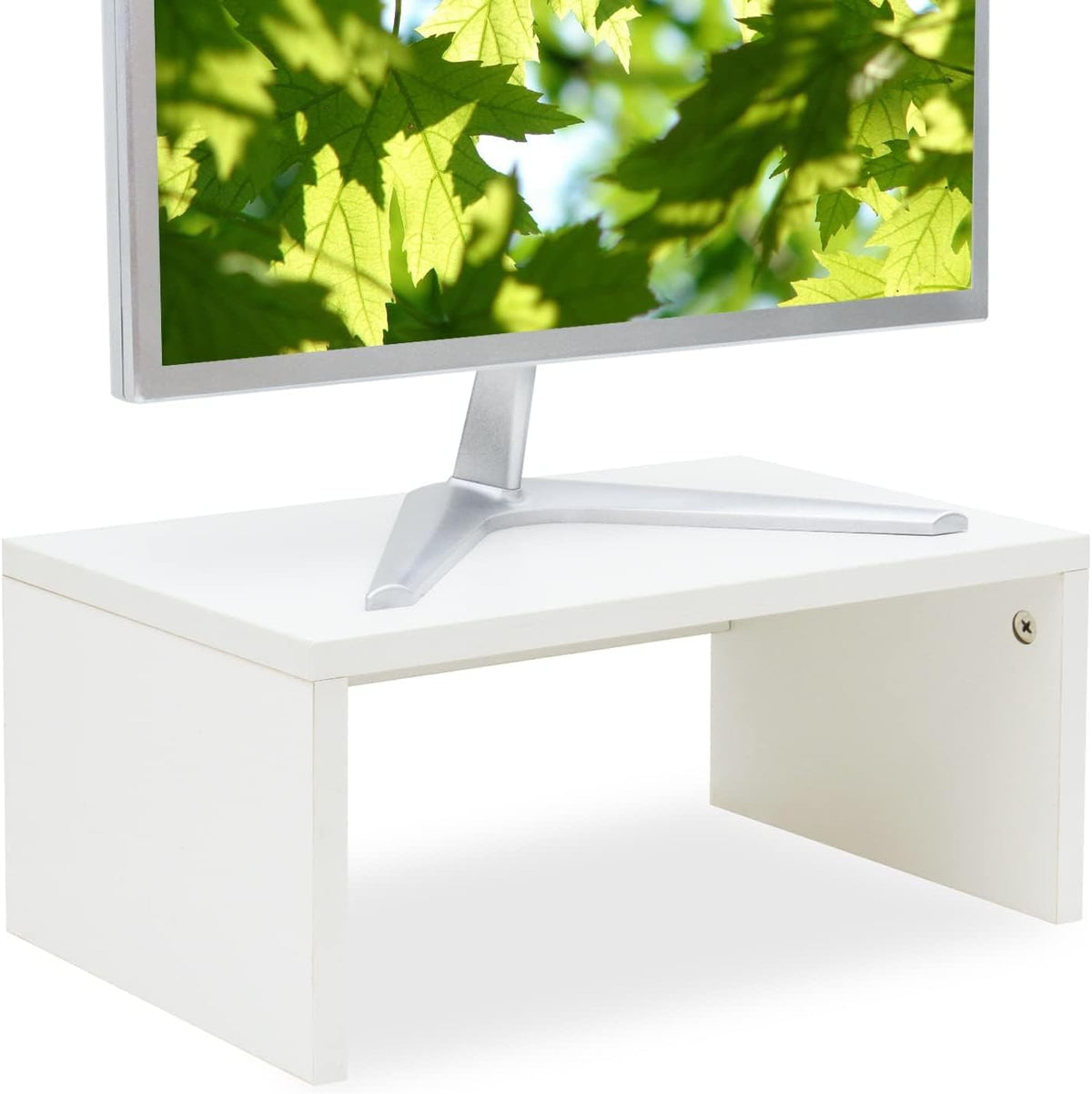 Wood Monitor Stand Riser for Desk - 14.2 inch, Small Laptop Stand