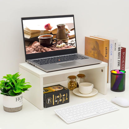 Wood Monitor Stand Riser for Desk - 14.2 inch, Small Laptop Stand