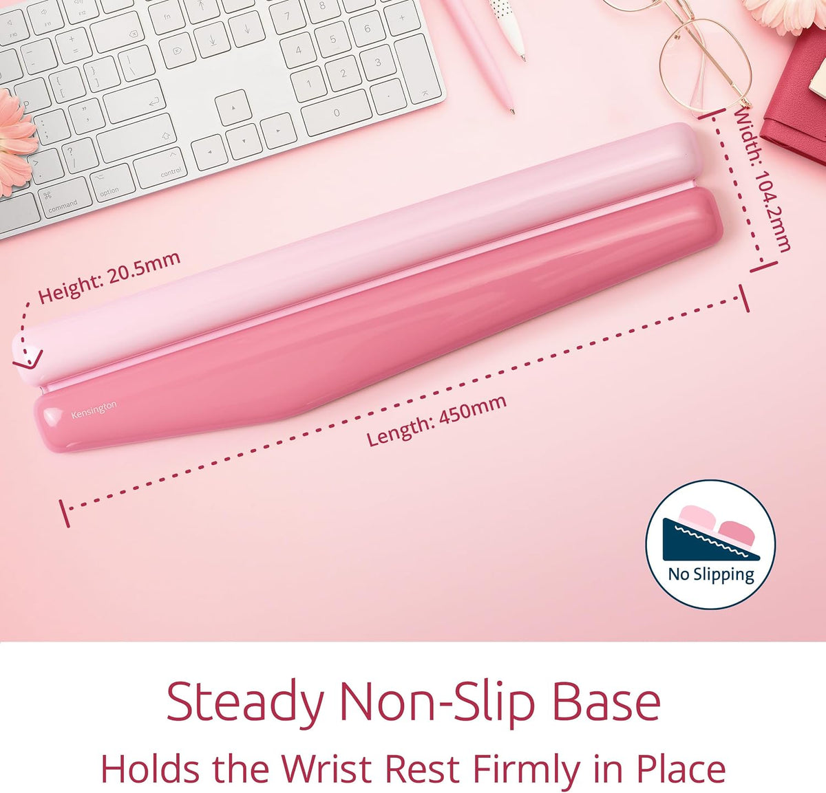 Duo Gel Mountain Wrist Rest for Keyboard, Wrist Pad for Full Size Keyboard, Ergonomic Wrist Pad for Computer, Non-Skid Computer Pad with Wrist Support, Pink K62677WW, 17.7" x 4.1"x 0.8”