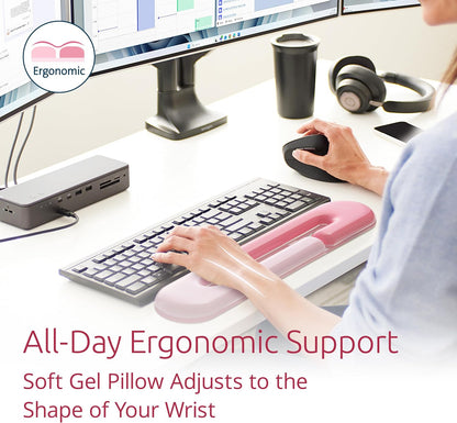 Duo Gel Mountain Wrist Rest for Keyboard, Wrist Pad for Full Size Keyboard, Ergonomic Wrist Pad for Computer, Non-Skid Computer Pad with Wrist Support, Pink K62677WW, 17.7" x 4.1"x 0.8”