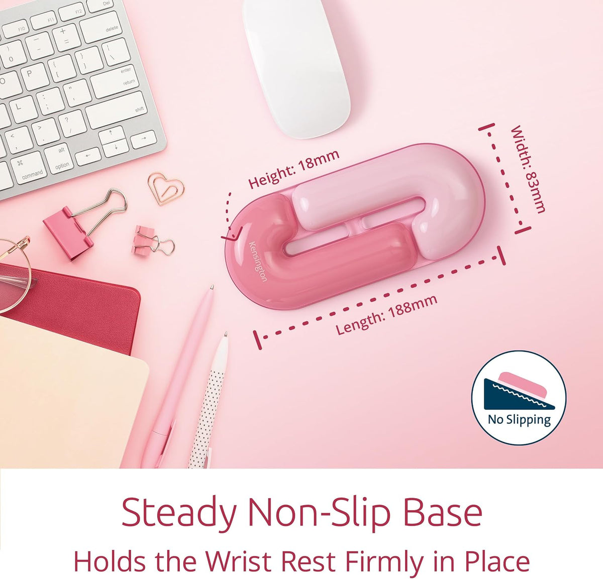 Duo Gel Mountain Wrist Rest for Keyboard, Wrist Pad for Full Size Keyboard, Ergonomic Wrist Pad for Computer, Non-Skid Computer Pad with Wrist Support, Pink K62677WW, 17.7" x 4.1"x 0.8”