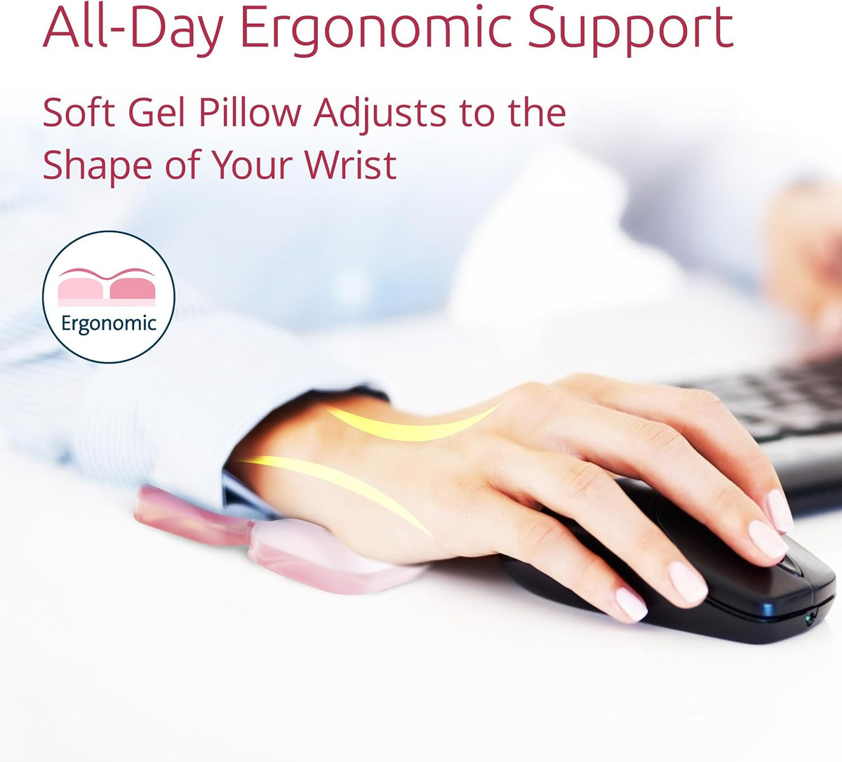 Duo Gel Mountain Wrist Rest for Keyboard, Wrist Pad for Full Size Keyboard, Ergonomic Wrist Pad for Computer, Non-Skid Computer Pad with Wrist Support, Pink K62677WW, 17.7" x 4.1"x 0.8”