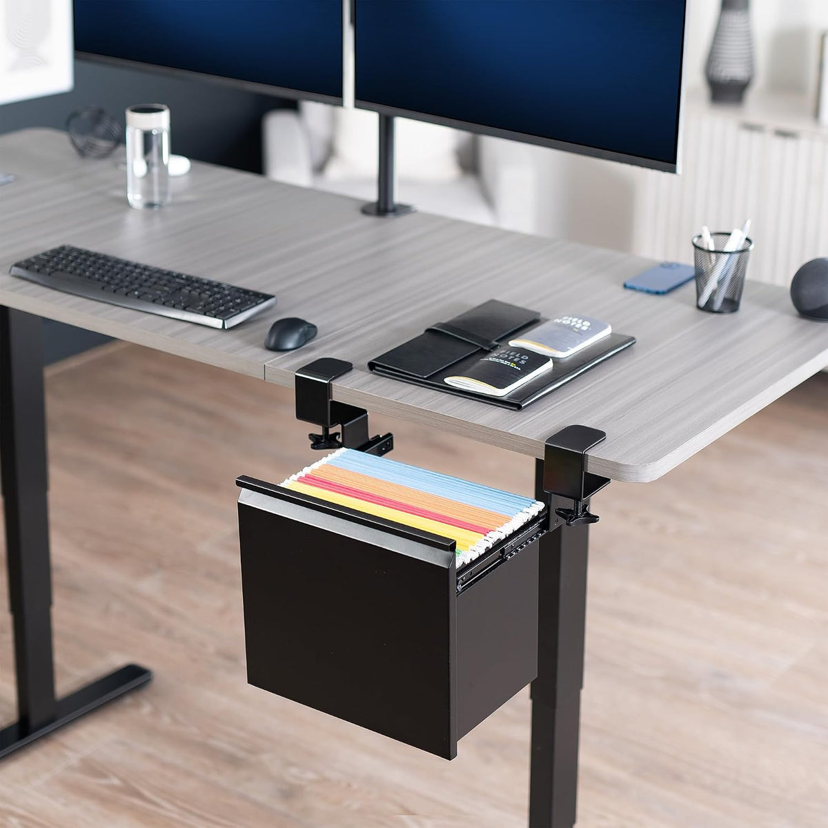 Black Clamp-on Under Desk Filing Cabinet, MOUNT-FCD1C-B