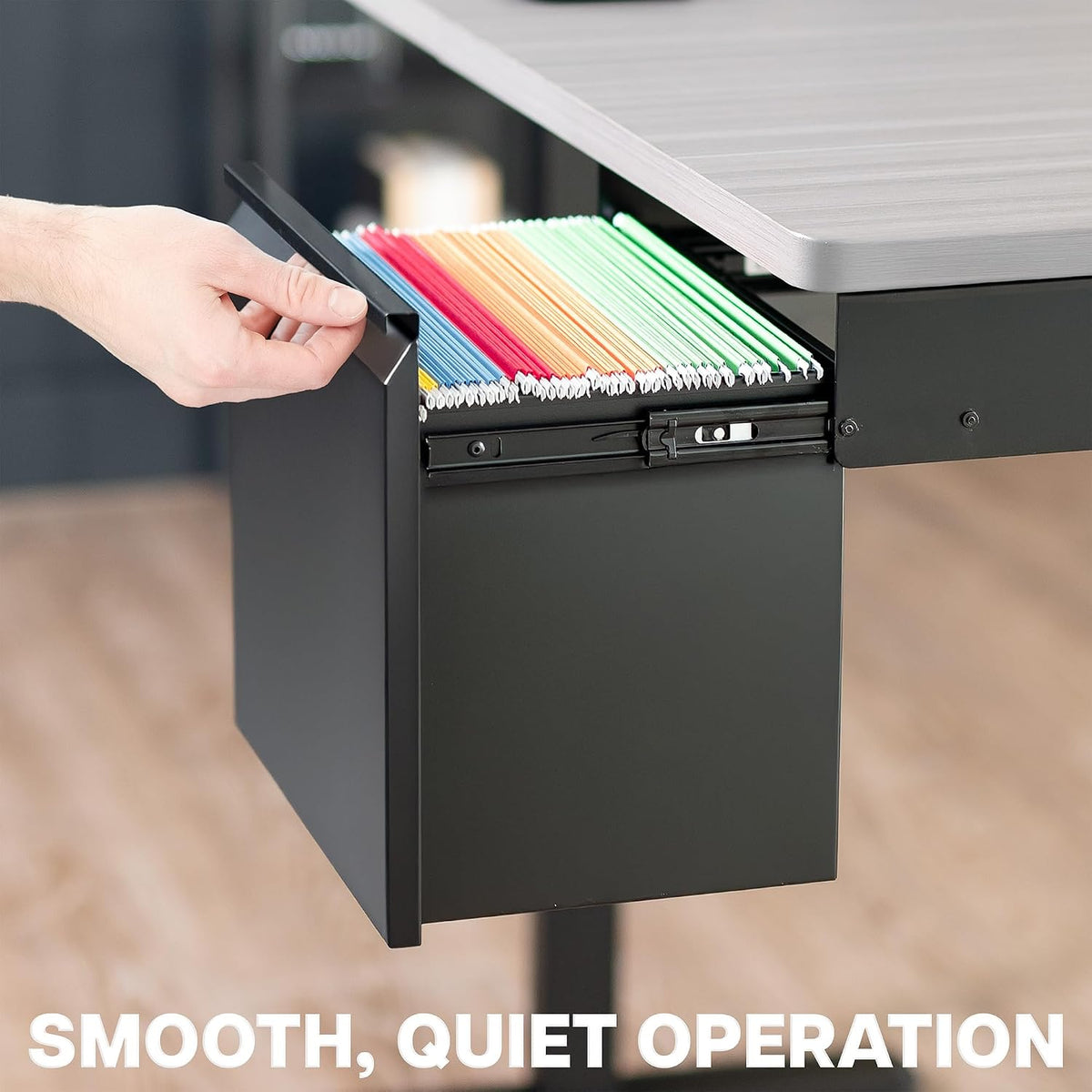 Black Clamp-on Under Desk Filing Cabinet, MOUNT-FCD1C-B