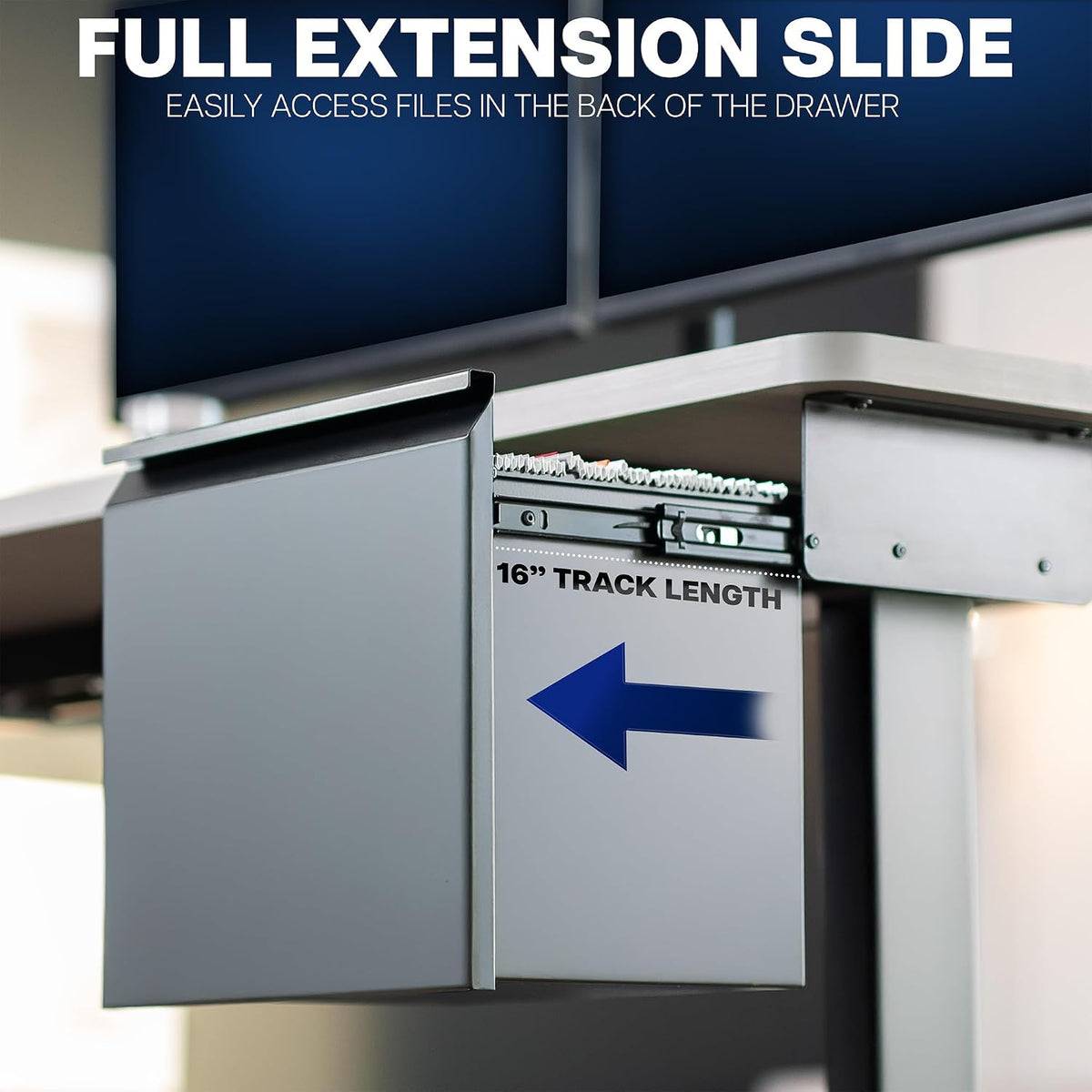 Black Clamp-on Under Desk Filing Cabinet, MOUNT-FCD1C-B