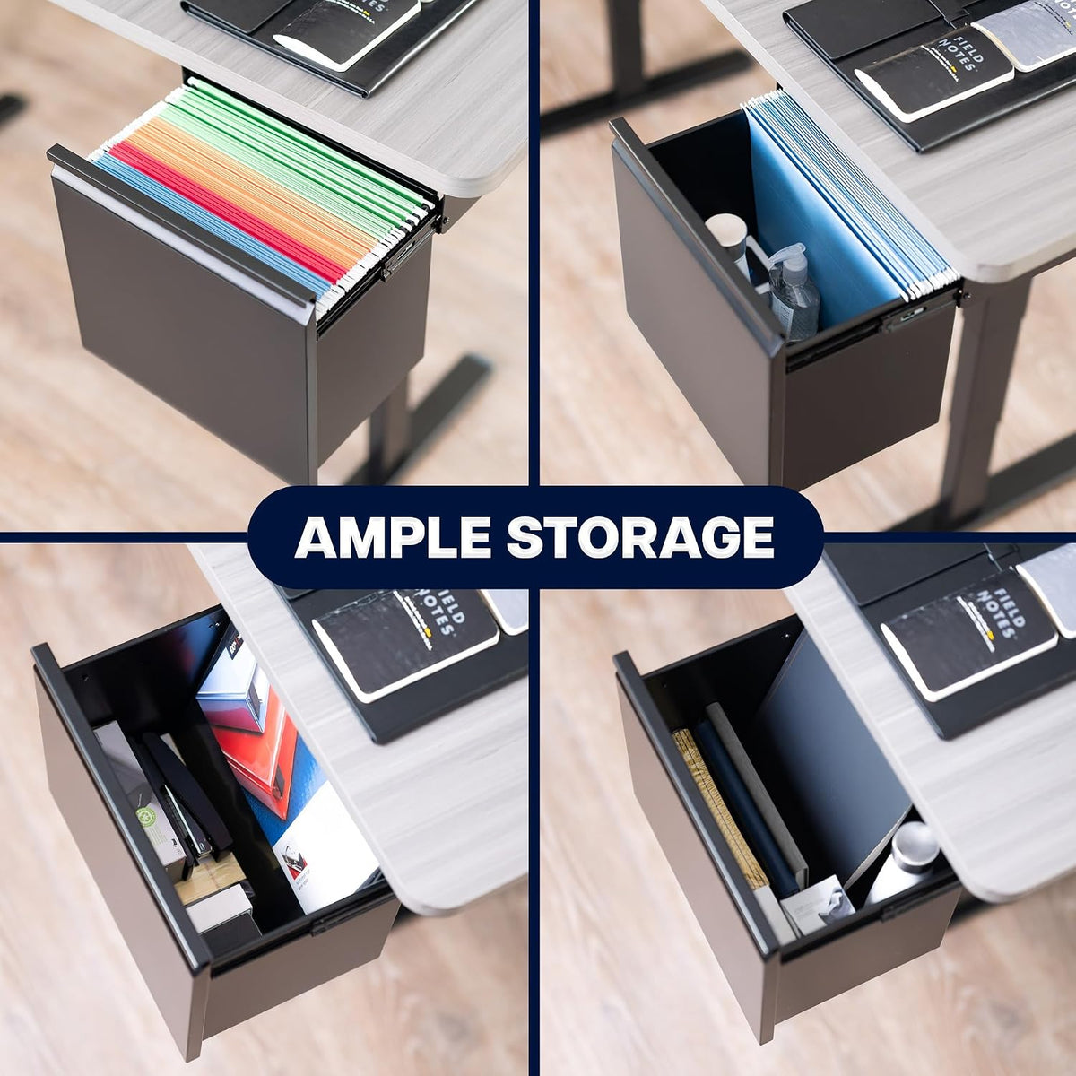 Black Clamp-on Under Desk Filing Cabinet, MOUNT-FCD1C-B