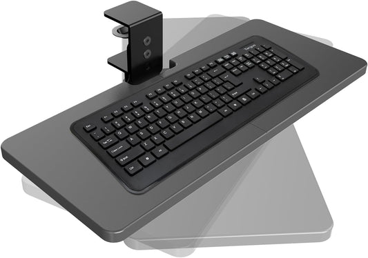 Large Under Desk Rotatable Computer Keyboard and Mouse Tray, 23 x 10 inch Extra Sturdy Desk Swivel Clamp, Ergonomic Keyboard & Mouse Tray for Typing in Home, Office Work, Black