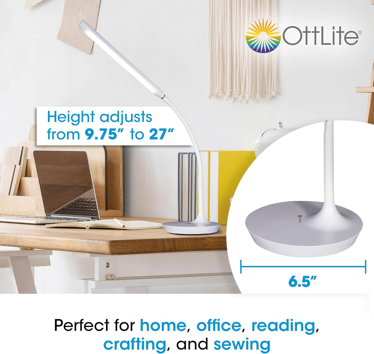 Extended Reach LED Desk Lamp, White