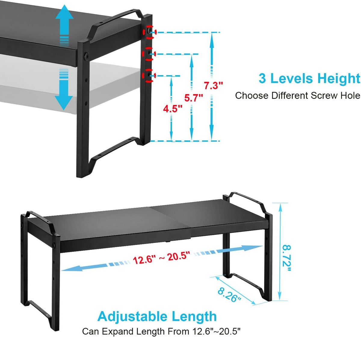 Expandable Cabinet Shelf Organizer, Adjustable kitchen Countertop Storage