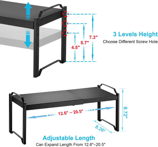 Expandable Cabinet Shelf Organizer, Adjustable kitchen Countertop Storage
