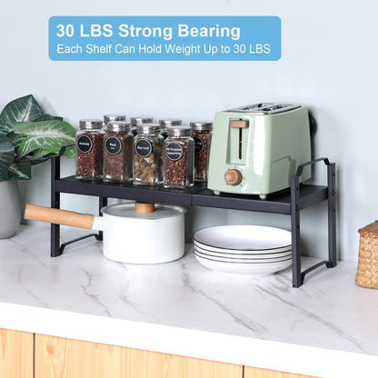 Expandable Cabinet Shelf Organizer, Adjustable kitchen Countertop Storage