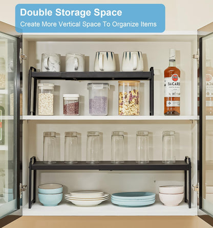 Expandable Cabinet Shelf Organizer, Adjustable kitchen Countertop Storage