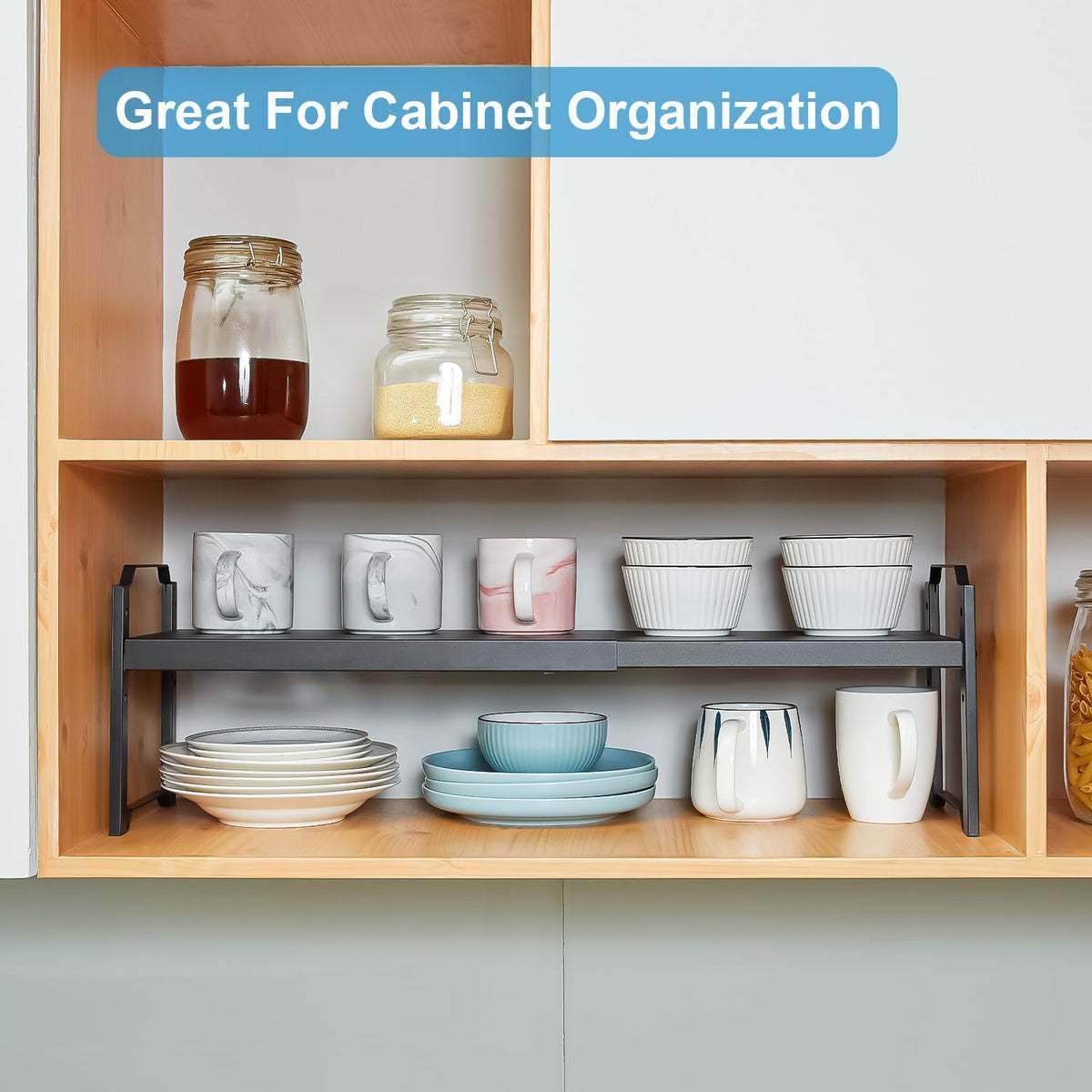 Expandable Cabinet Shelf Organizer, Adjustable kitchen Countertop Storage