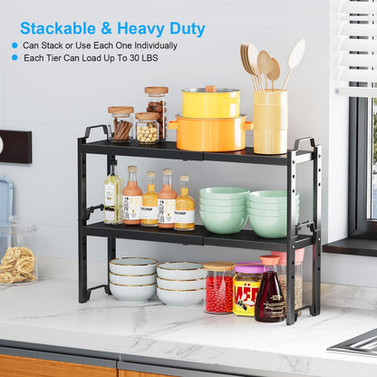 Expandable Cabinet Shelf Organizer, Adjustable kitchen Countertop Storage
