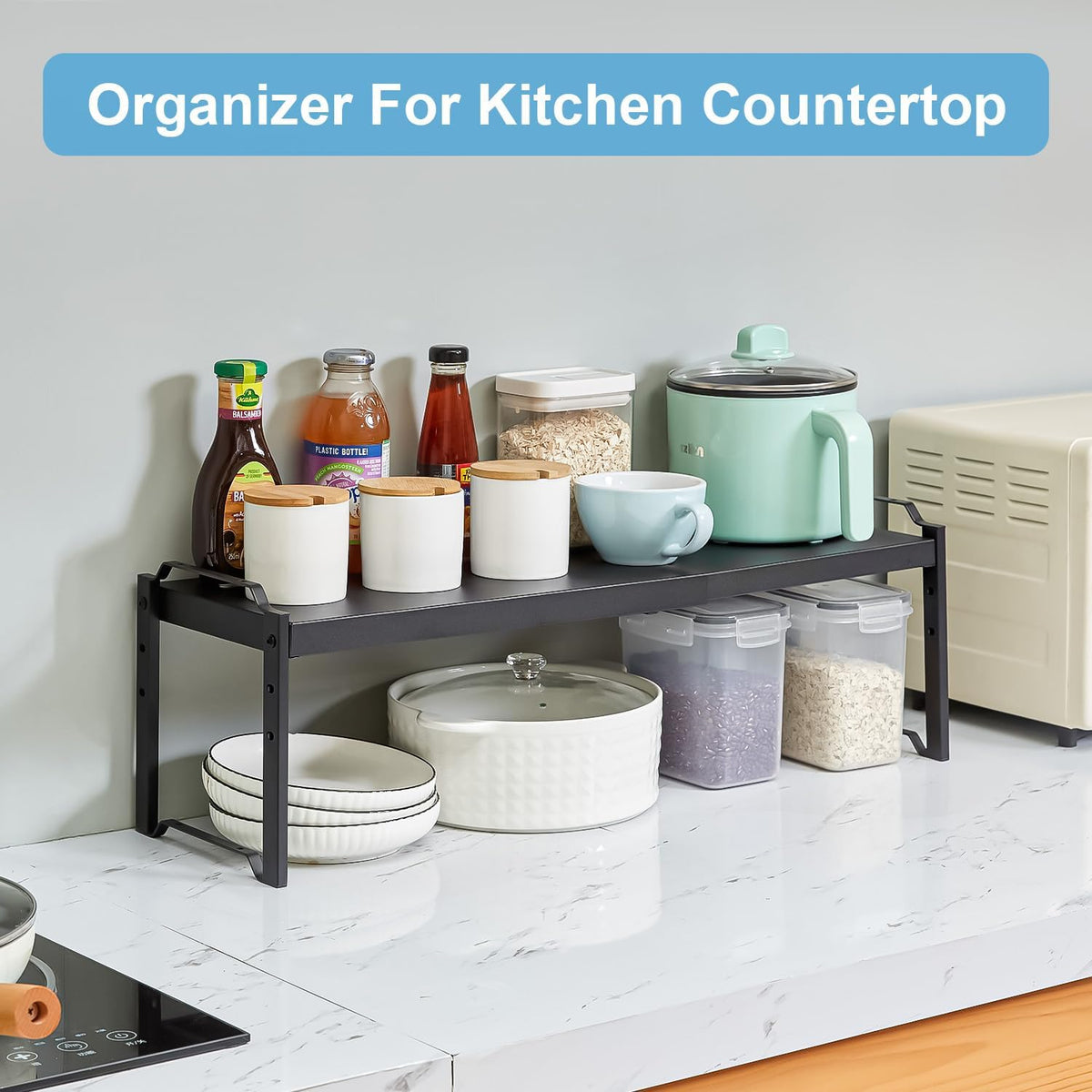 Expandable Cabinet Shelf Organizer, Adjustable kitchen Countertop Storage