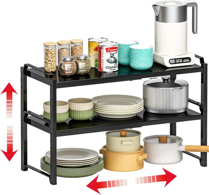 Expandable Cabinet Shelf Organizer, Adjustable kitchen Countertop Storage