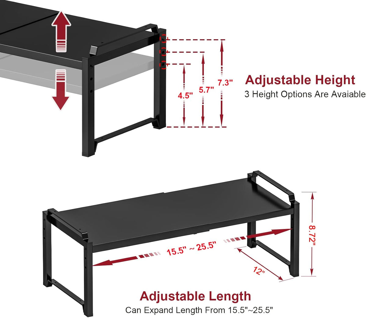 Expandable Cabinet Shelf Organizer, Adjustable kitchen Countertop Storage