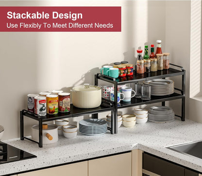 Expandable Cabinet Shelf Organizer, Adjustable kitchen Countertop Storage