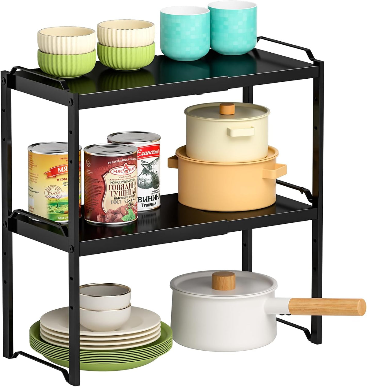 Expandable Cabinet Shelf Organizer, Adjustable kitchen Countertop Storage