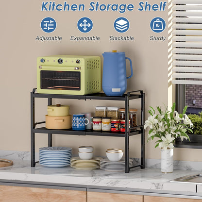 Expandable Cabinet Shelf Organizer, Adjustable kitchen Countertop Storage