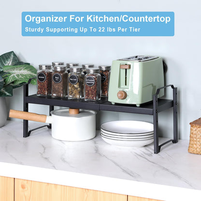 Expandable Cabinet Shelf Organizer, Adjustable kitchen Countertop Storage