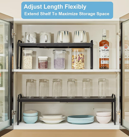Expandable Cabinet Shelf Organizer, Adjustable kitchen Countertop Storage
