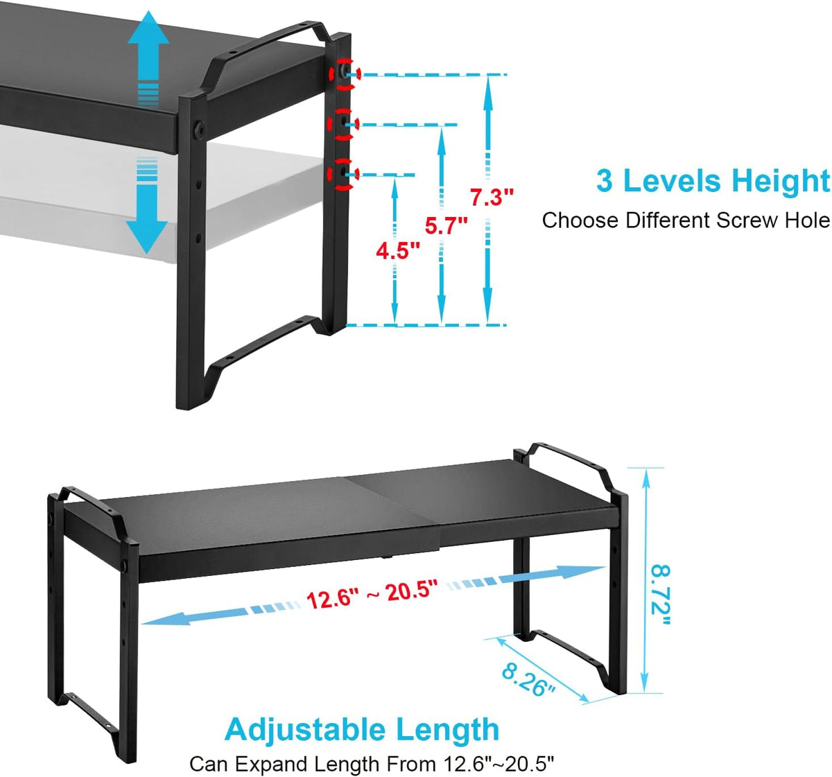 Expandable Cabinet Shelf Organizer, Adjustable kitchen Countertop Storage
