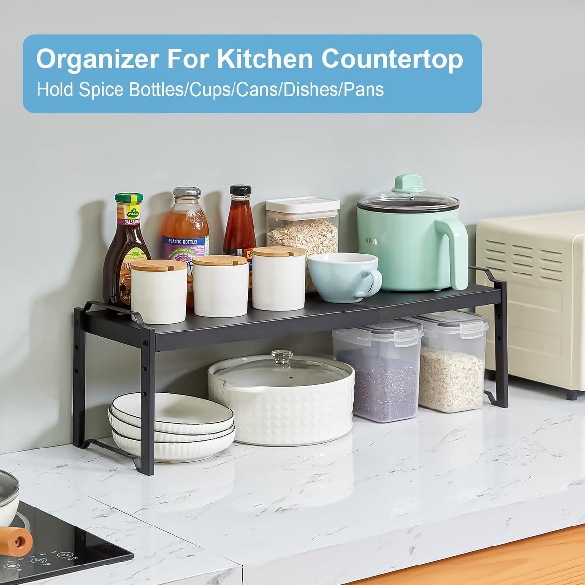 Expandable Cabinet Shelf Organizer, Adjustable kitchen Countertop Storage