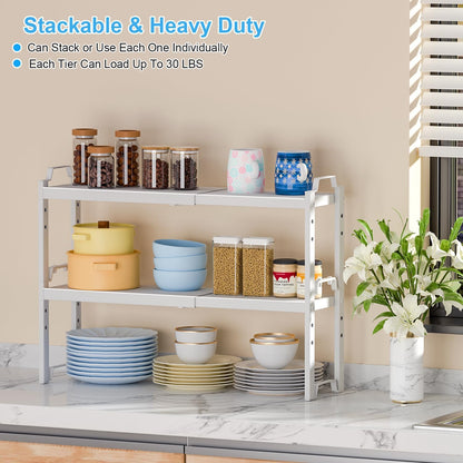 Expandable Cabinet Shelf Organizer, Adjustable kitchen Countertop Storage