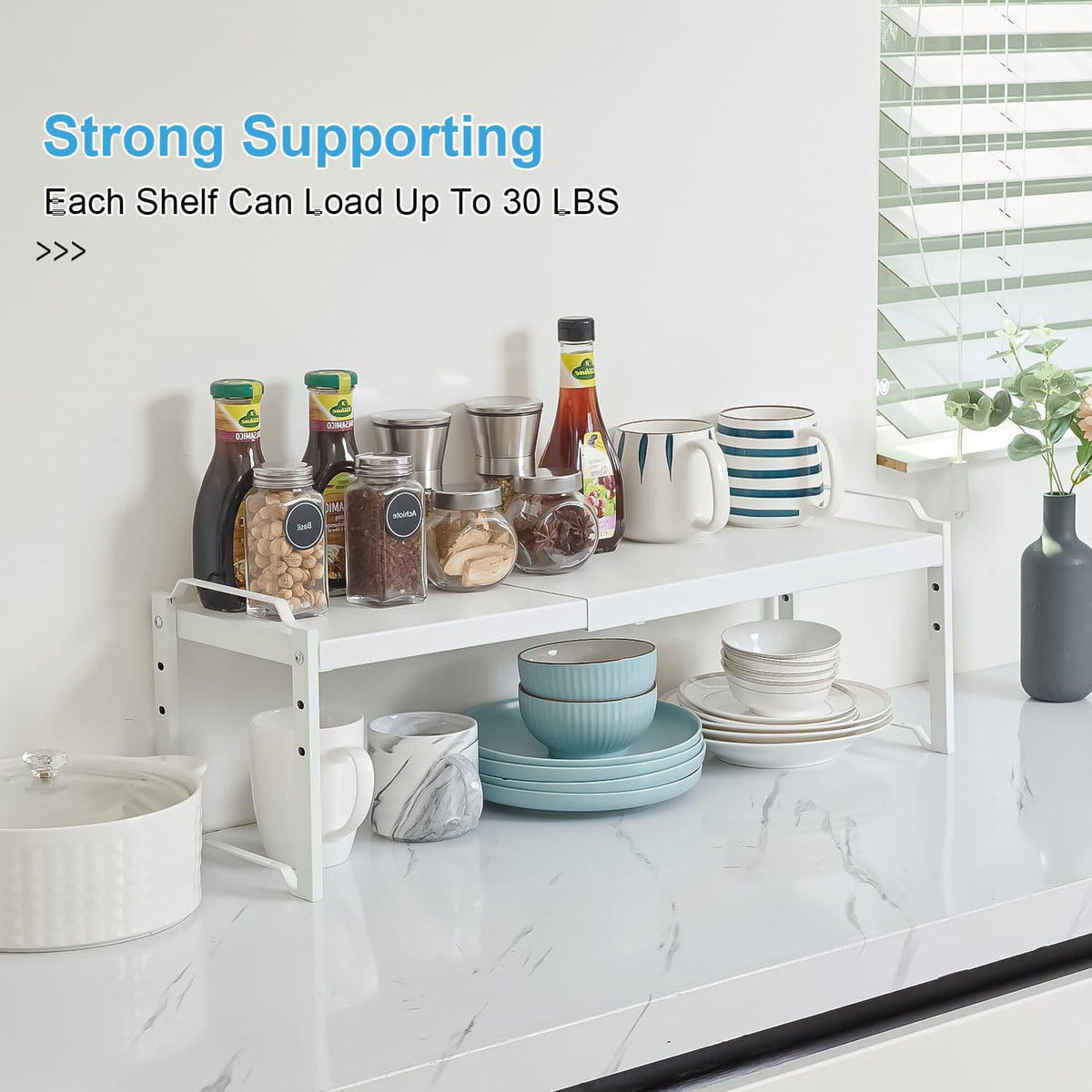 Expandable Cabinet Shelf Organizer, Adjustable kitchen Countertop Storage