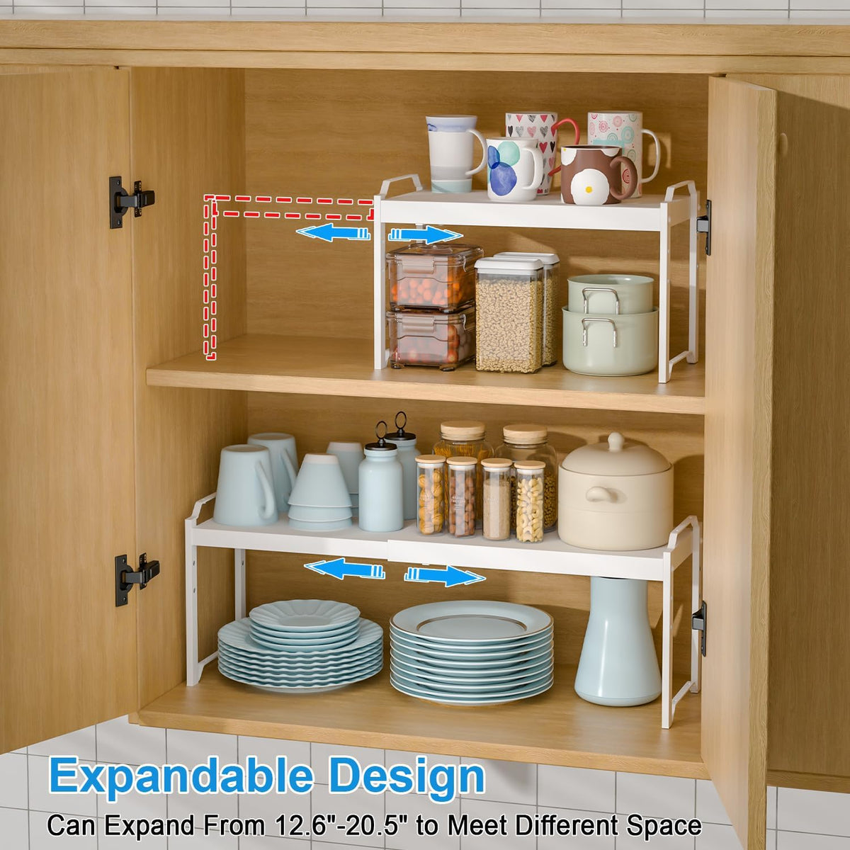 Expandable Cabinet Shelf Organizer, Adjustable kitchen Countertop Storage