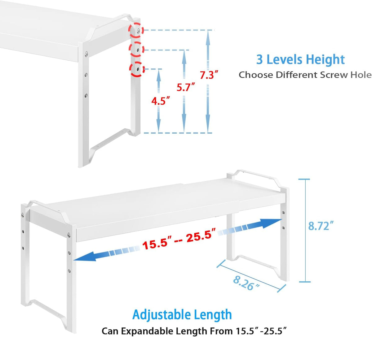 Expandable Cabinet Shelf Organizer, Adjustable kitchen Countertop Storage