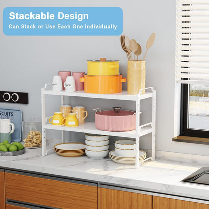 Expandable Cabinet Shelf Organizer, Adjustable kitchen Countertop Storage