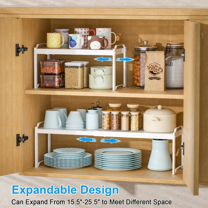 Expandable Cabinet Shelf Organizer, Adjustable kitchen Countertop Storage