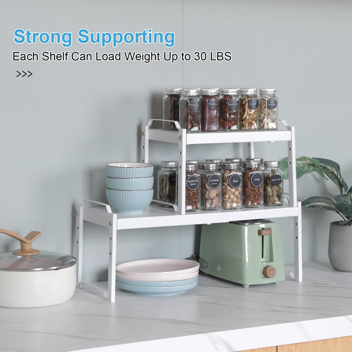 Expandable Cabinet Shelf Organizer, Adjustable kitchen Countertop Storage