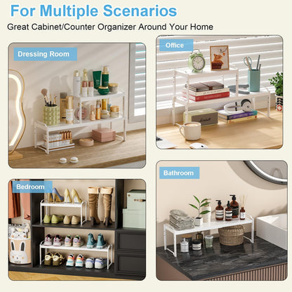 Expandable Cabinet Shelf Organizer, Adjustable kitchen Countertop Storage