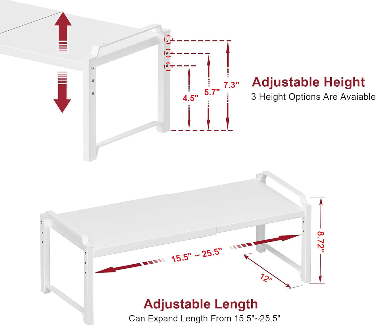 Expandable Cabinet Shelf Organizer, Adjustable kitchen Countertop Storage