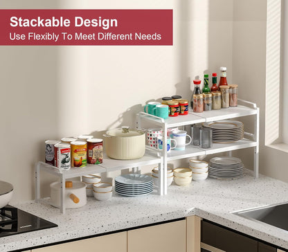 Expandable Cabinet Shelf Organizer, Adjustable kitchen Countertop Storage