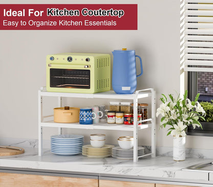 Expandable Cabinet Shelf Organizer, Adjustable kitchen Countertop Storage