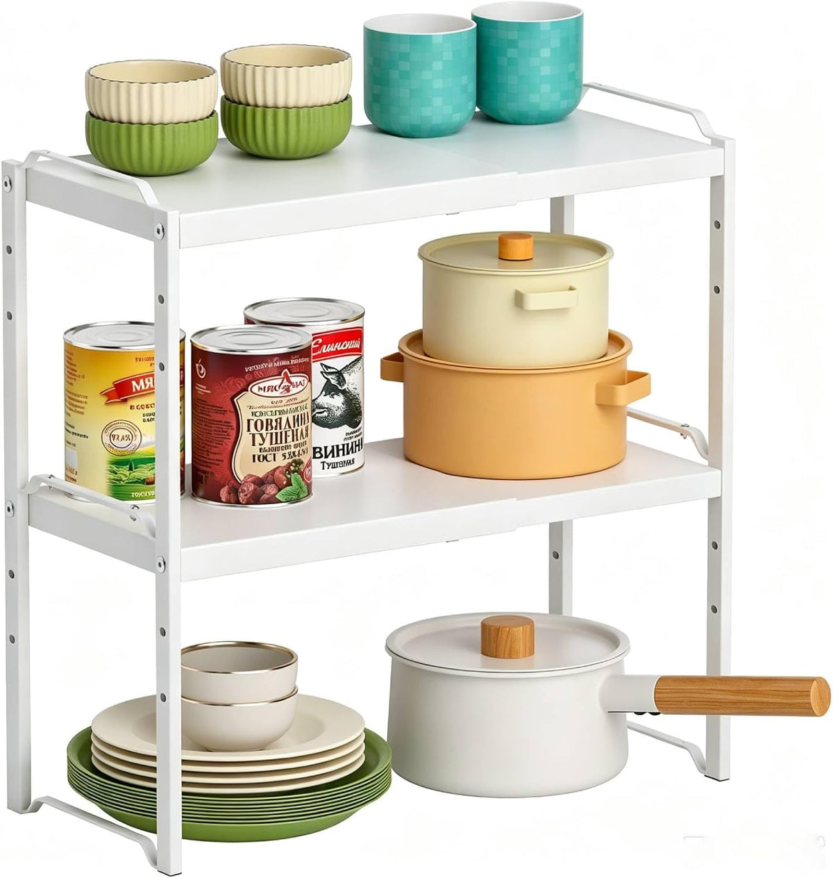 Expandable Cabinet Shelf Organizer, Adjustable kitchen Countertop Storage