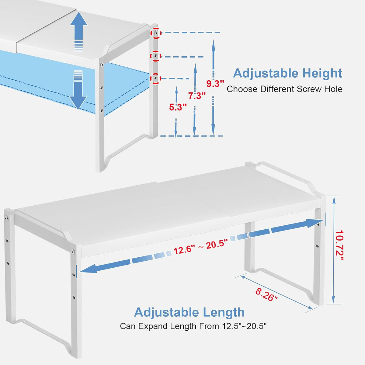 Expandable Cabinet Shelf Organizer, Adjustable kitchen Countertop Storage