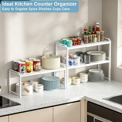 Expandable Cabinet Shelf Organizer, Adjustable kitchen Countertop Storage