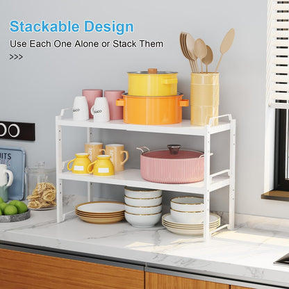 Expandable Cabinet Shelf Organizer, Adjustable kitchen Countertop Storage