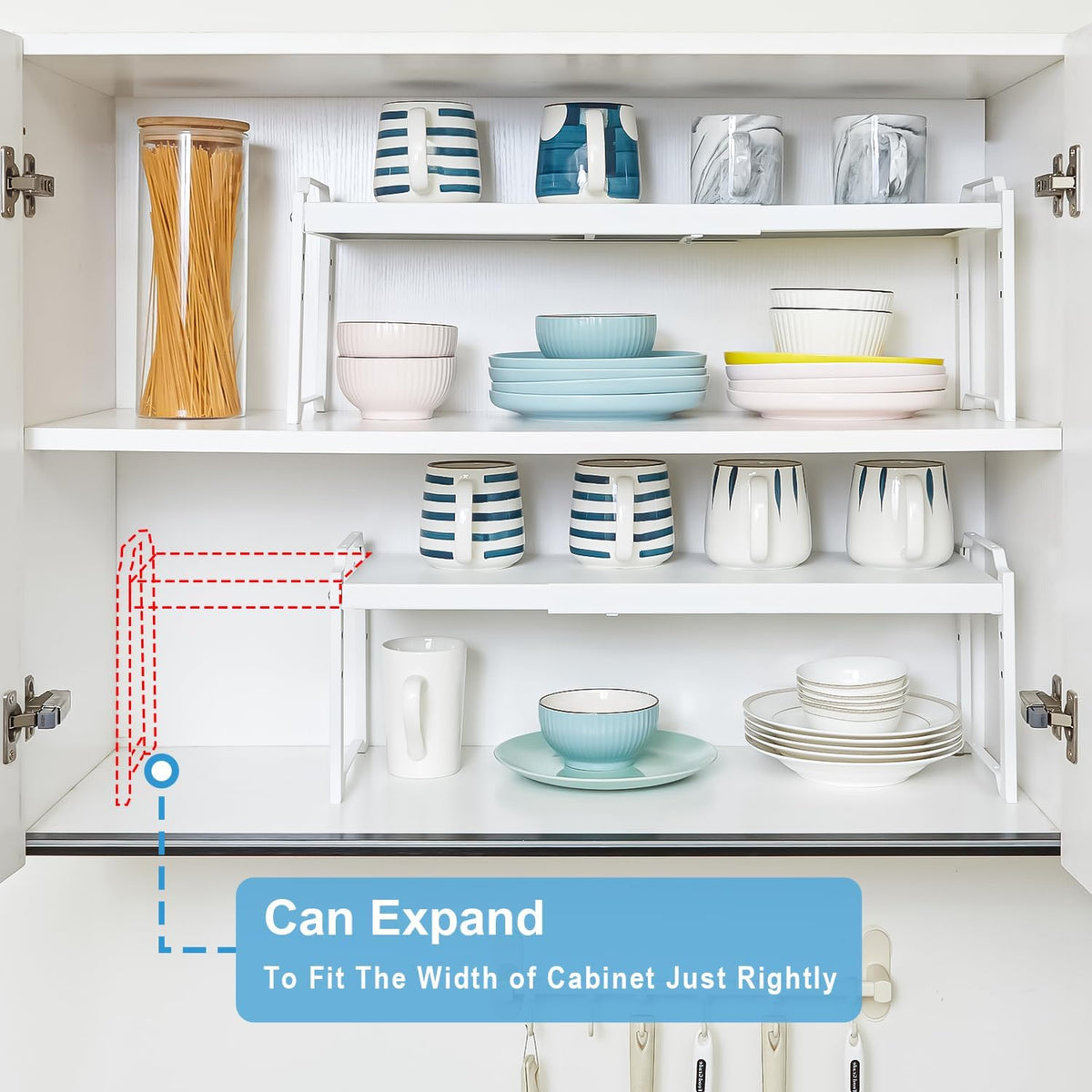 Expandable Cabinet Shelf Organizer, Adjustable kitchen Countertop Storage