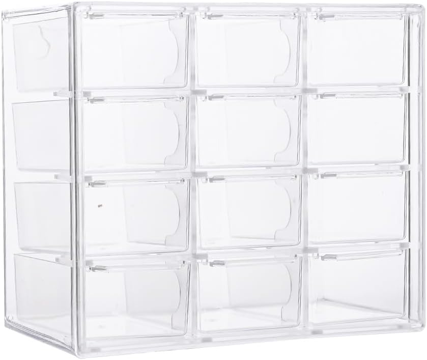 Acrylic Drawer Organizer, Clear Desk Organizer with Drawer, Plastic Stackable Storage Drawers with 12 Drawers, Dustproof for Jewelry, Craft, Office Supplies