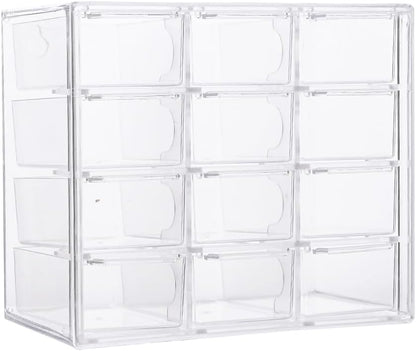 Acrylic Drawer Organizer, Clear Desk Organizer with Drawer, Plastic Stackable Storage Drawers with 12 Drawers, Dustproof for Jewelry, Craft, Office Supplies