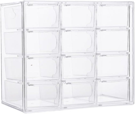 Acrylic Drawer Organizer, Clear Desk Organizer with Drawer, Plastic Stackable Storage Drawers with 12 Drawers, Dustproof for Jewelry, Craft, Office Supplies