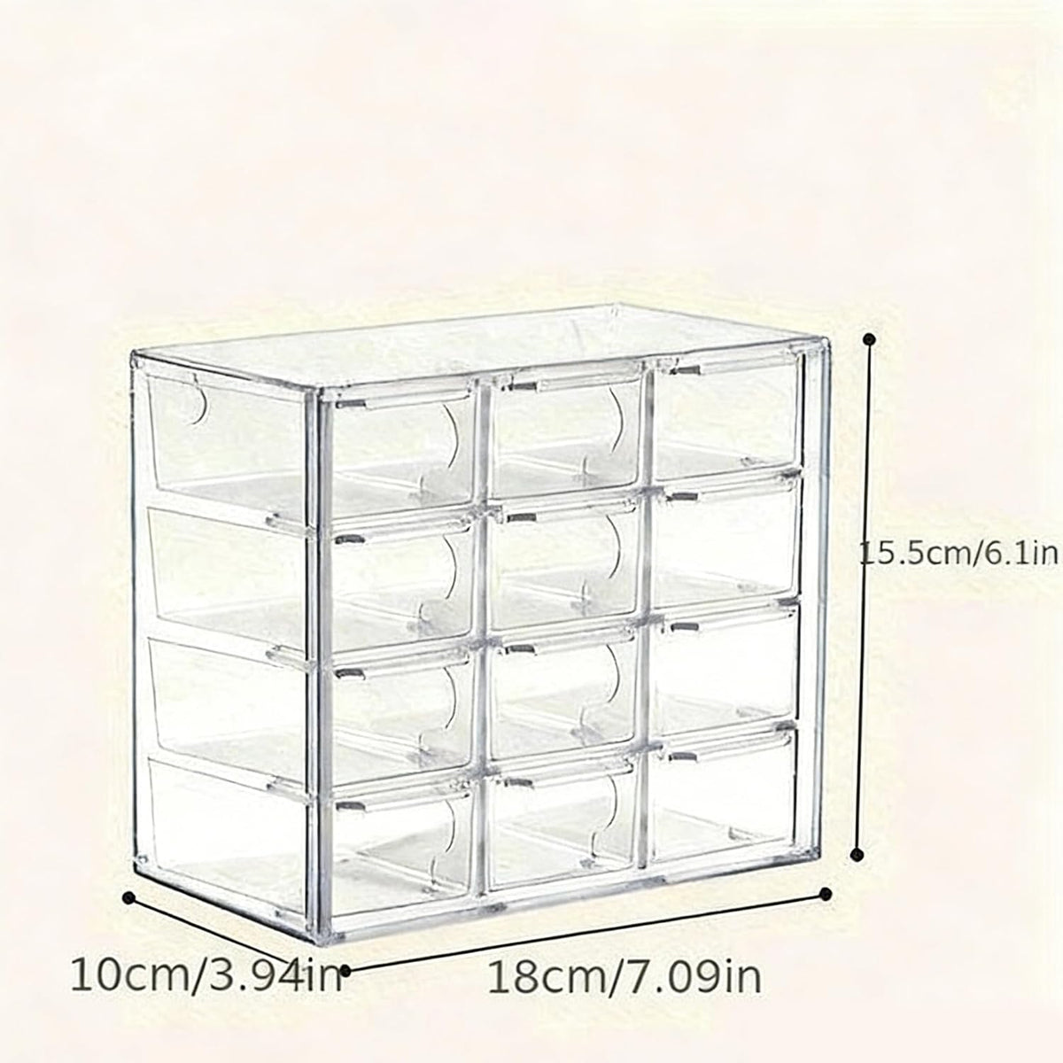 Acrylic Drawer Organizer, Clear Desk Organizer with Drawer, Plastic Stackable Storage Drawers with 12 Drawers, Dustproof for Jewelry, Craft, Office Supplies